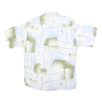 MARC THOMBARD Mens White & Green Abstract Print Shirt L Polyester Blend Casual