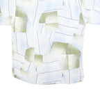 MARC THOMBARD Mens White & Green Abstract Print Shirt L Polyester Blend Casual
