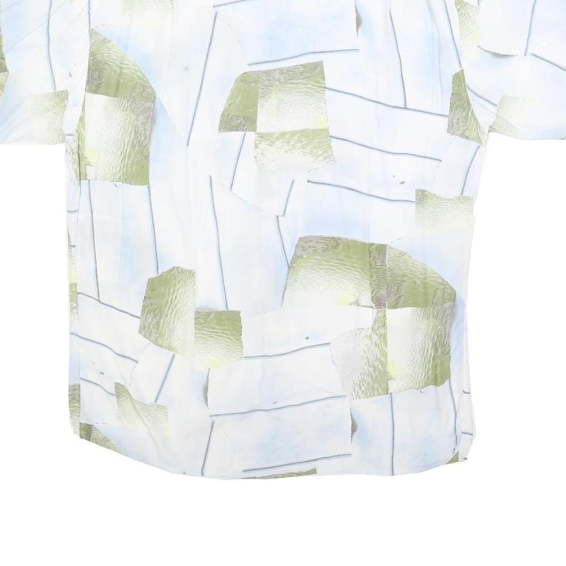 MARC THOMBARD Mens White & Green Abstract Print Shirt L Polyester Blend Casual