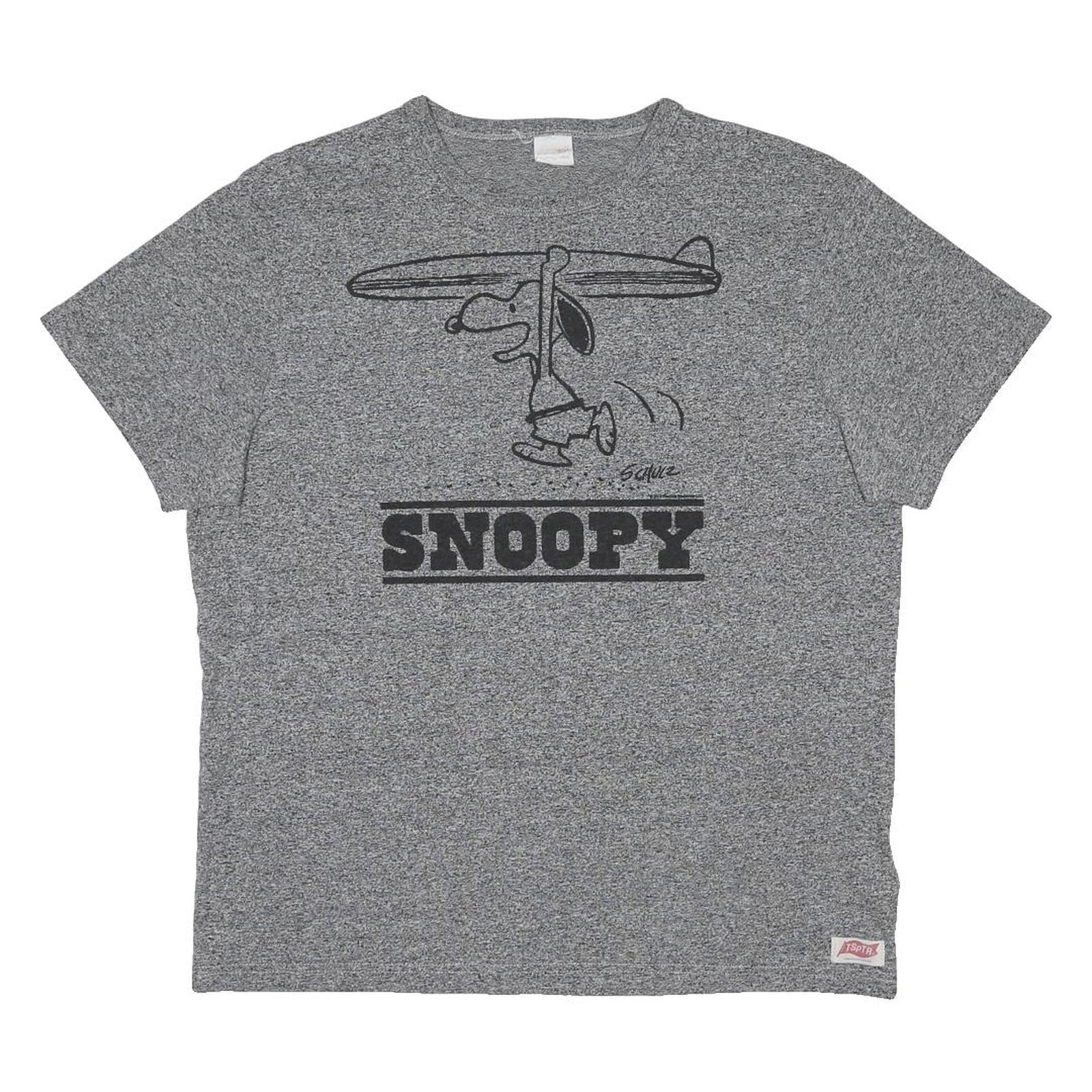 TSPTR Mens Grey Snoopy Graphic T-Shirt L Short Sleeve Crew Neck Surf Print