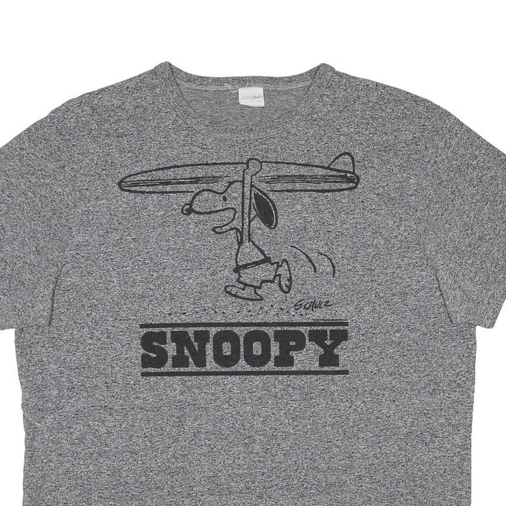 TSPTR Mens Grey Snoopy Graphic T-Shirt L Short Sleeve Crew Neck Surf Print
