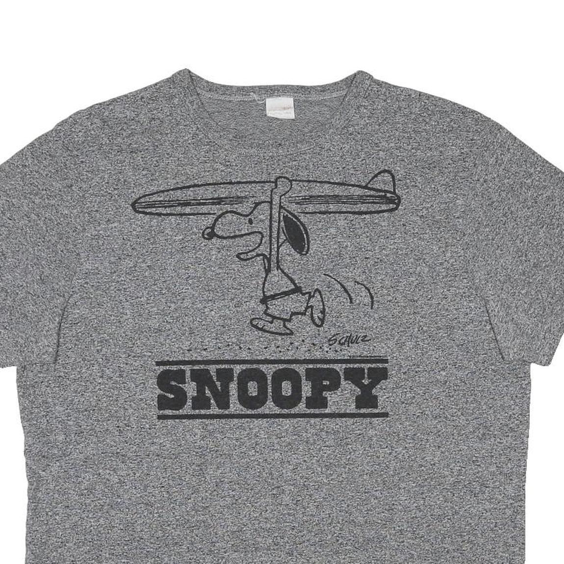 TSPTR Mens Grey Snoopy Graphic T-Shirt L Short Sleeve Crew Neck Surf Print