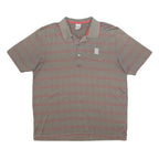 NIKE Mens Grey & Red Striped Short Sleeve Polo Shirt XL Cotton Blend Casual