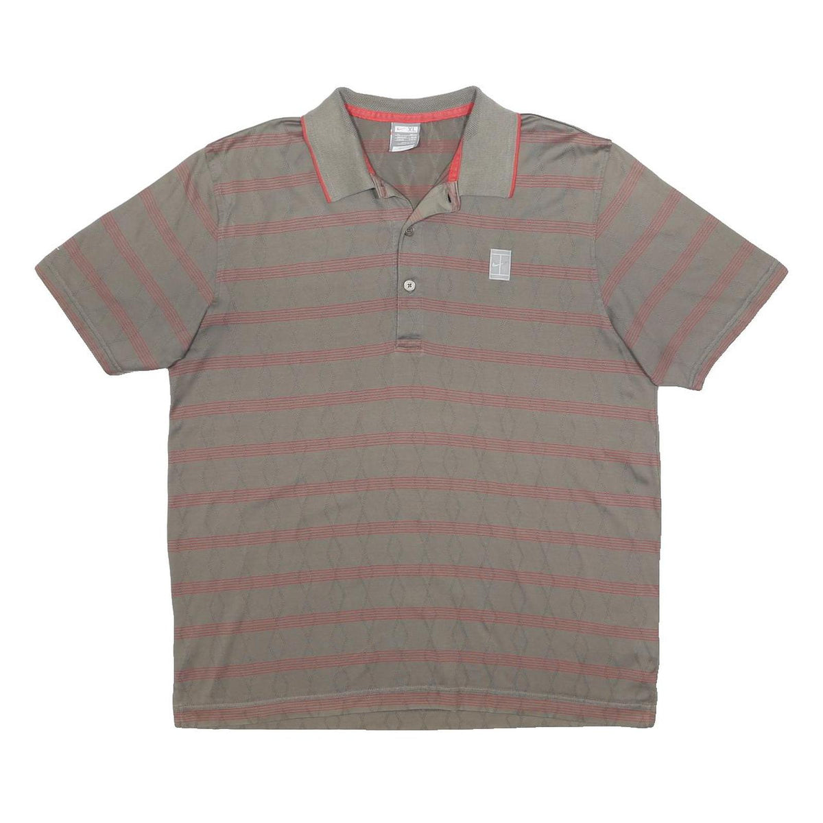 NIKE Mens Grey & Red Striped Short Sleeve Polo Shirt XL Cotton Blend Casual