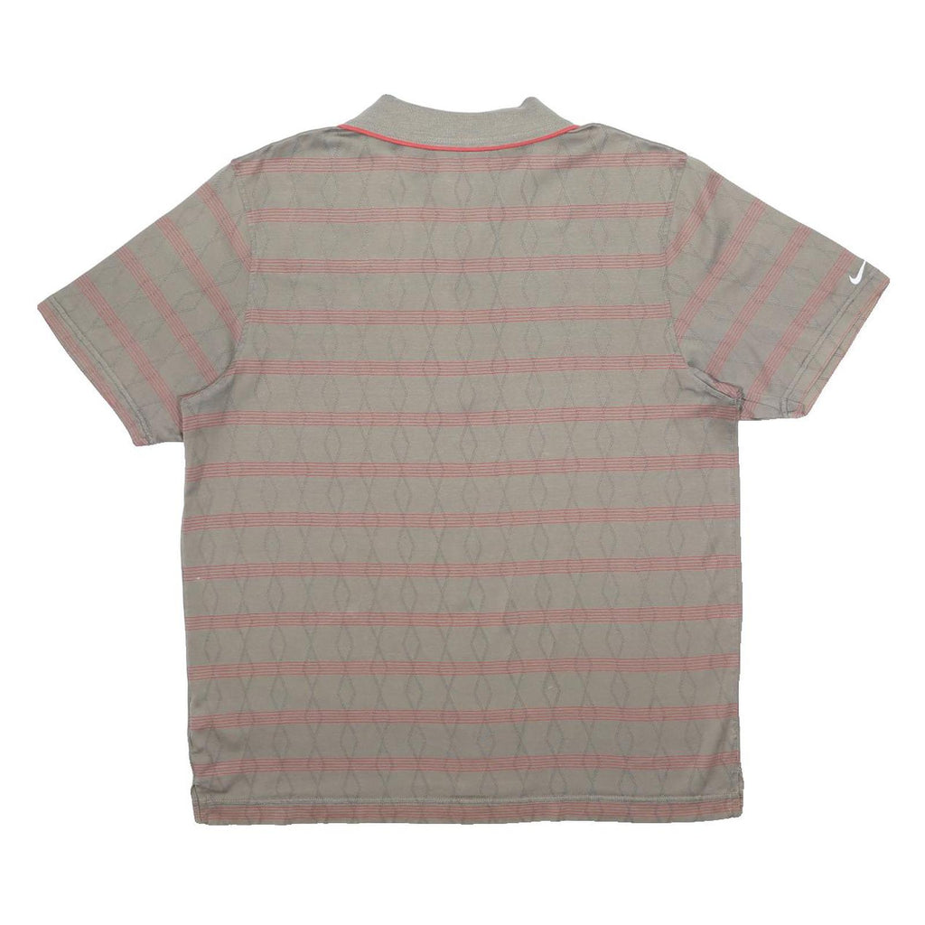 NIKE Mens Grey & Red Striped Short Sleeve Polo Shirt XL Cotton Blend Casual