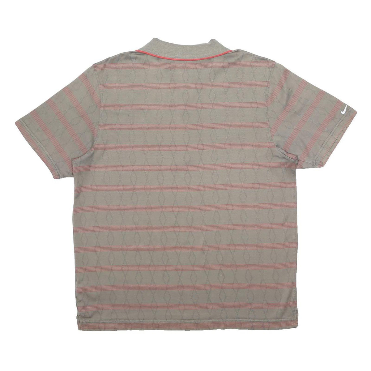 NIKE Mens Grey & Red Striped Short Sleeve Polo Shirt XL Cotton Blend Casual
