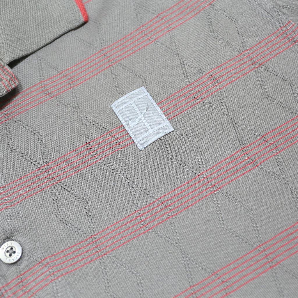 NIKE Mens Grey & Red Striped Short Sleeve Polo Shirt XL Cotton Blend Casual
