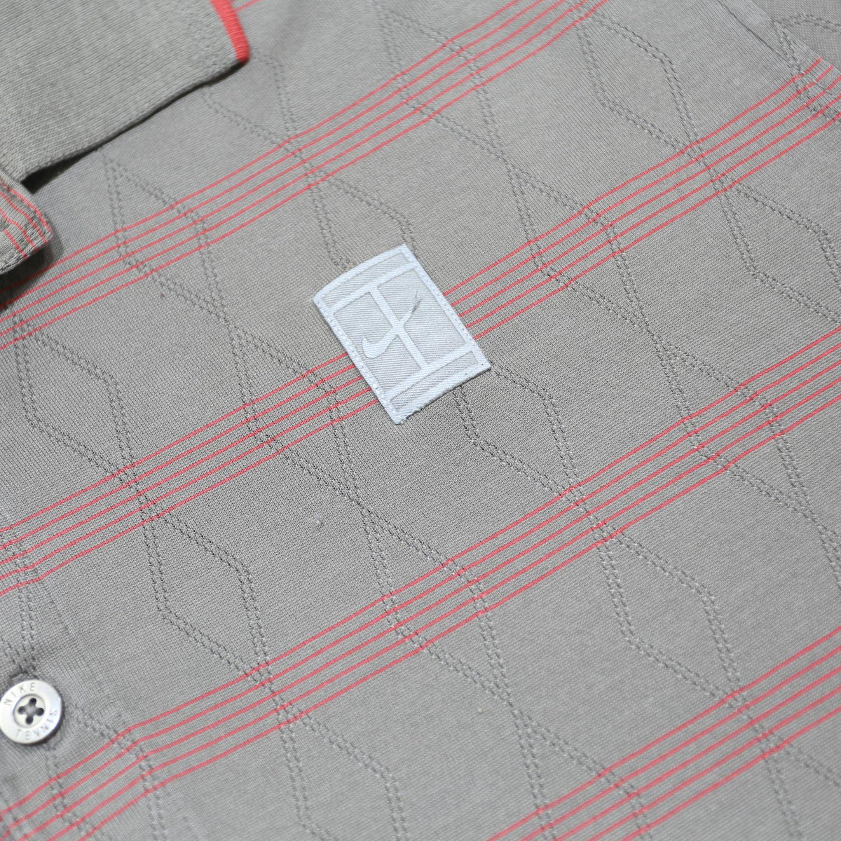 NIKE Mens Grey & Red Striped Short Sleeve Polo Shirt XL Cotton Blend Casual