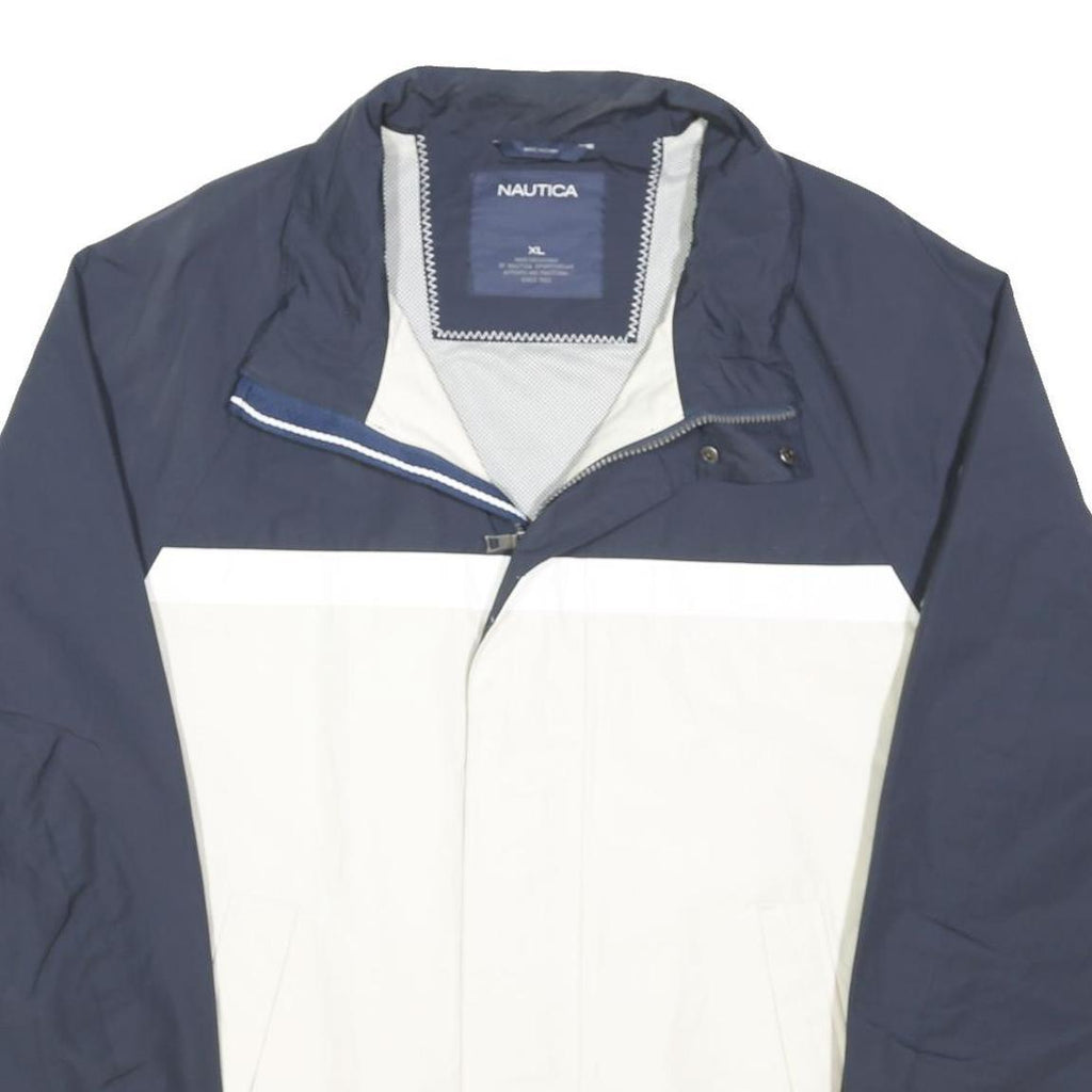 NAUTICA Mens Navy & White Zip Jacket XL Polyester Blend Colourblock Casual