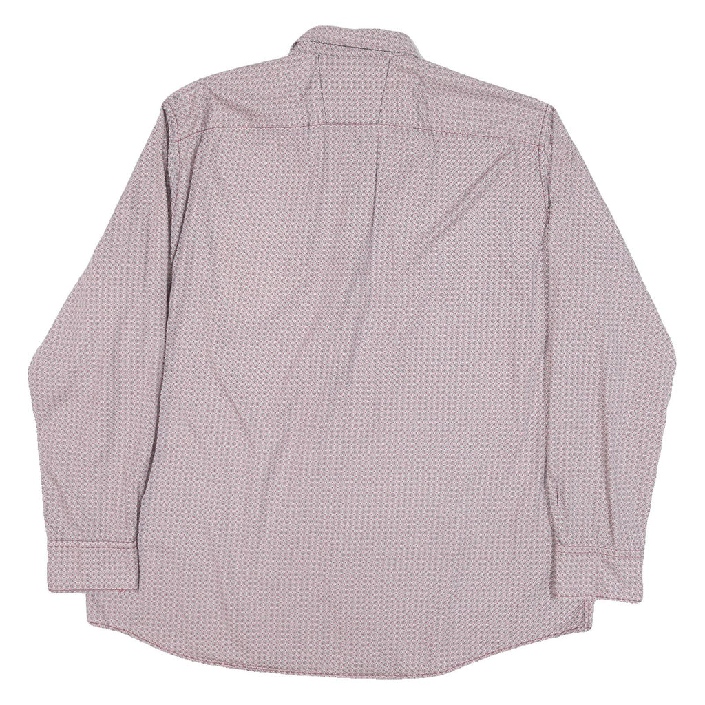 PIERRE CARDIN Mens Red & White Patterned Shirt 2XL Cotton Blend Long Sleeve