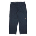 DICKIES Mens Cotton Blend Navy Loose Straight Trousers W40 L32 Workwear Zip