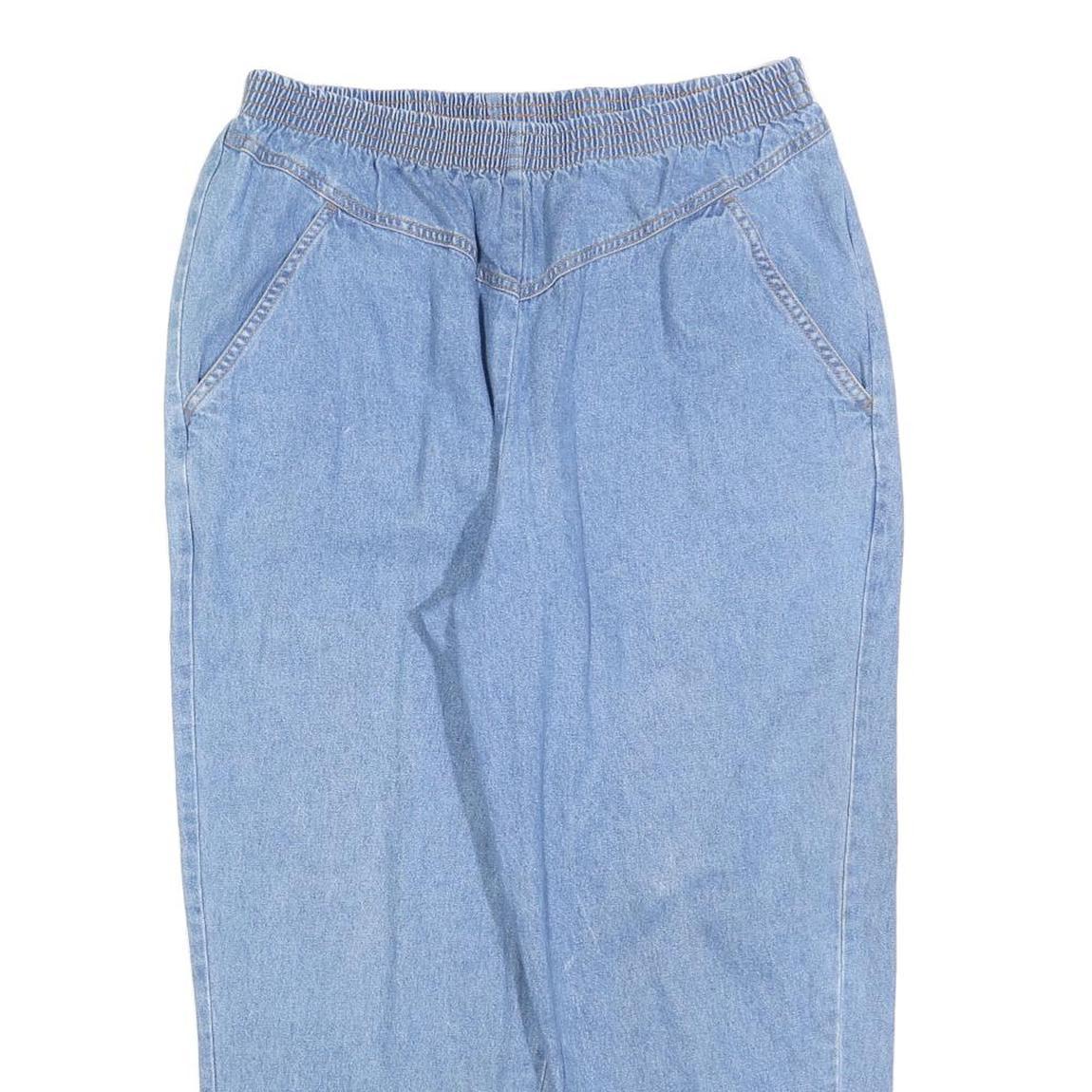 LADY BLAIR Womens Cotton Blend Blue Regular Fit Straight Leg Trousers W32 L26