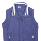 ELLESSE Womens Blue Sleeveless Quilted Jacket UK 12 Polyester Zip Casual