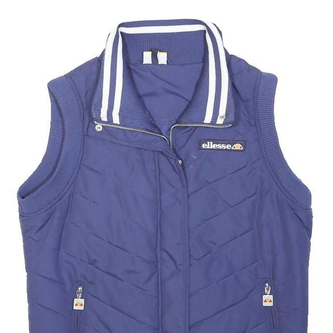 ELLESSE Womens Blue Sleeveless Quilted Jacket UK 12 Polyester Zip Casual