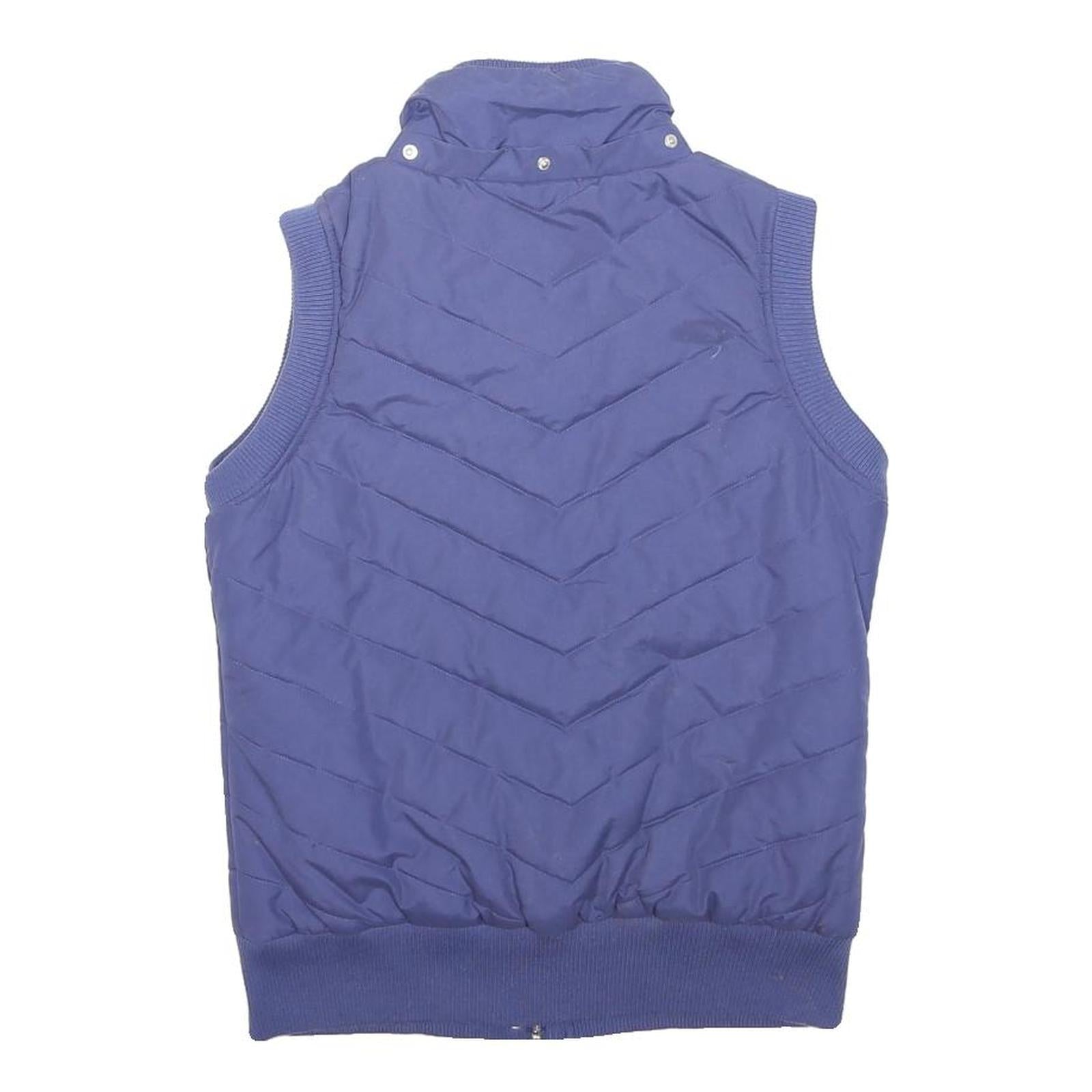 ELLESSE Womens Blue Sleeveless Quilted Jacket UK 12 Polyester Zip Casual