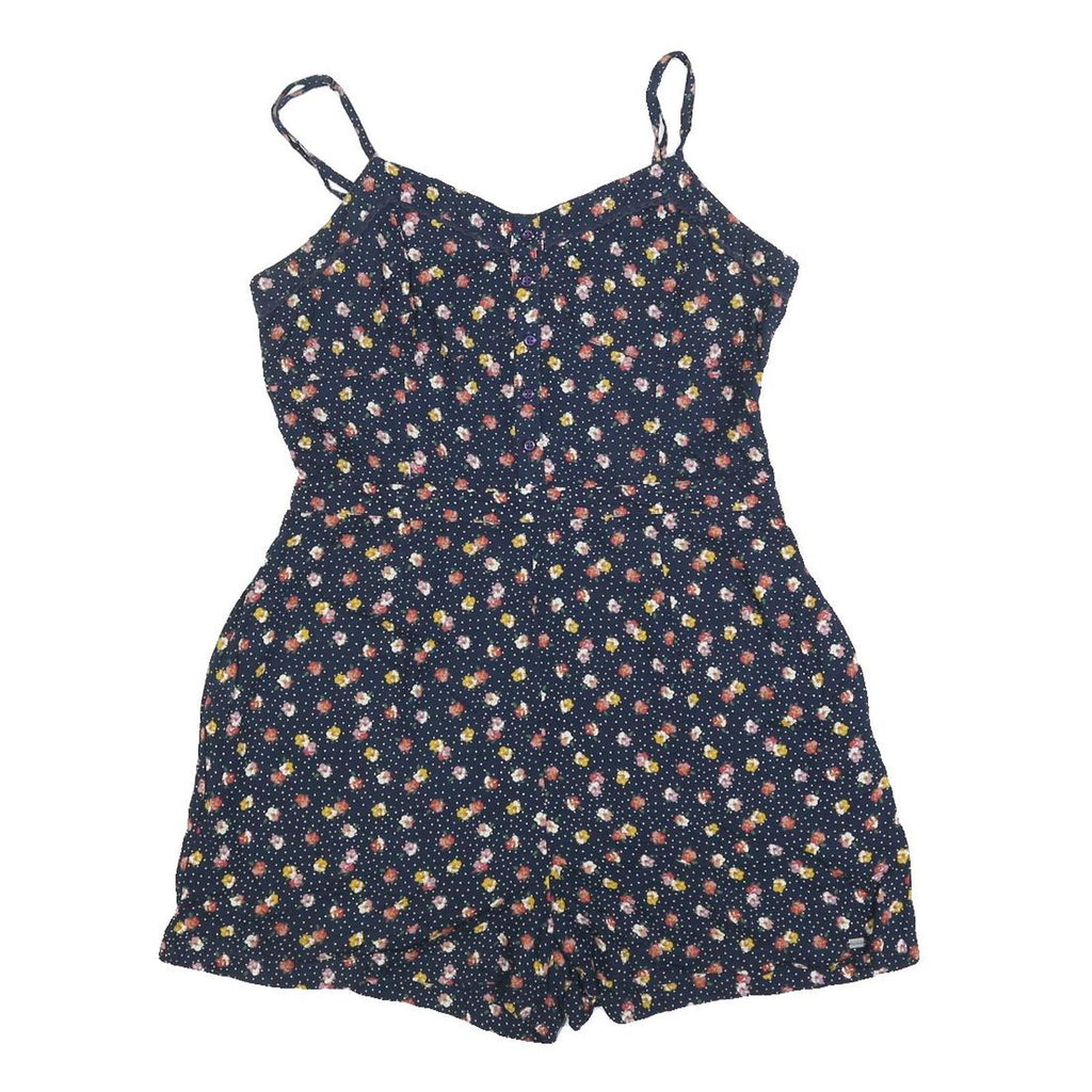 SUPERDRY Womens Navy Blue Floral Playsuit M Cotton Blend Summer Casual