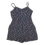 SUPERDRY Womens Navy Blue Floral Playsuit M Cotton Blend Summer Casual