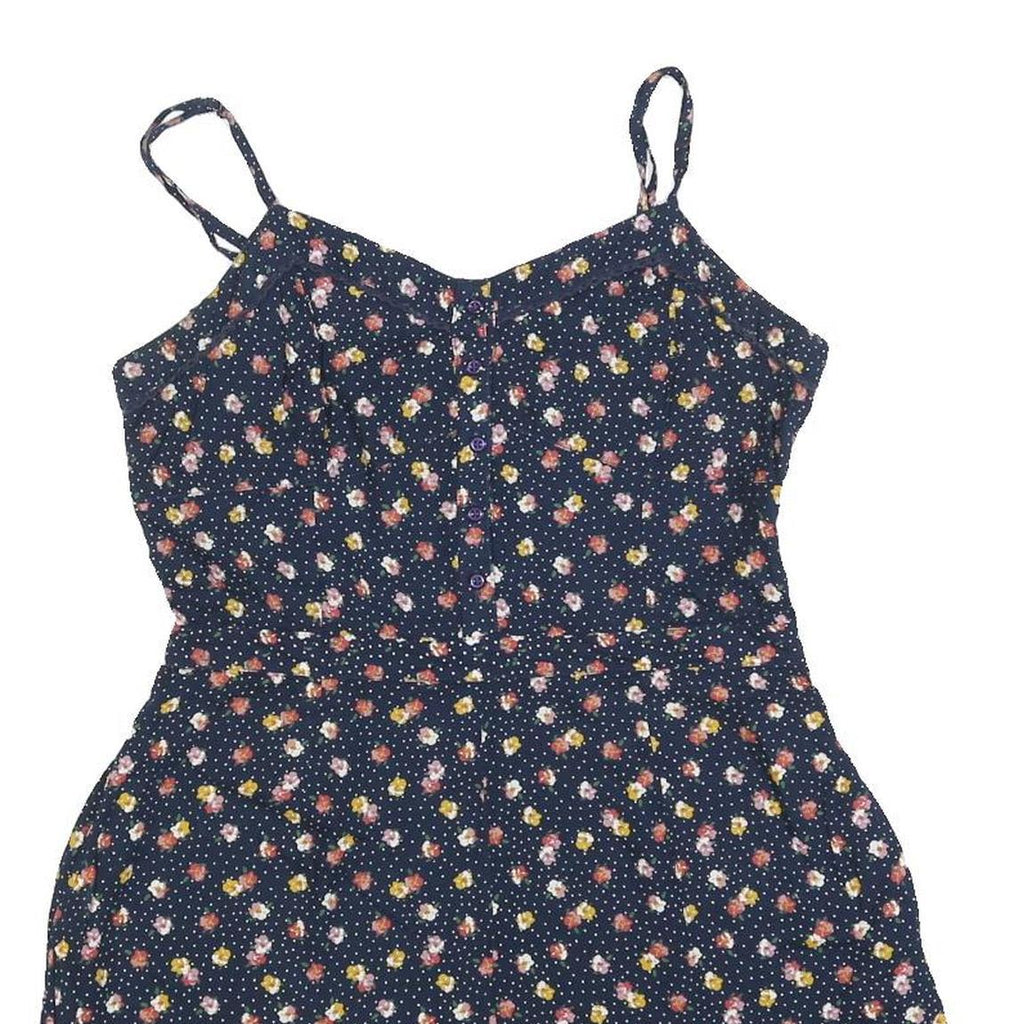 SUPERDRY Womens Navy Blue Floral Playsuit M Cotton Blend Summer Casual
