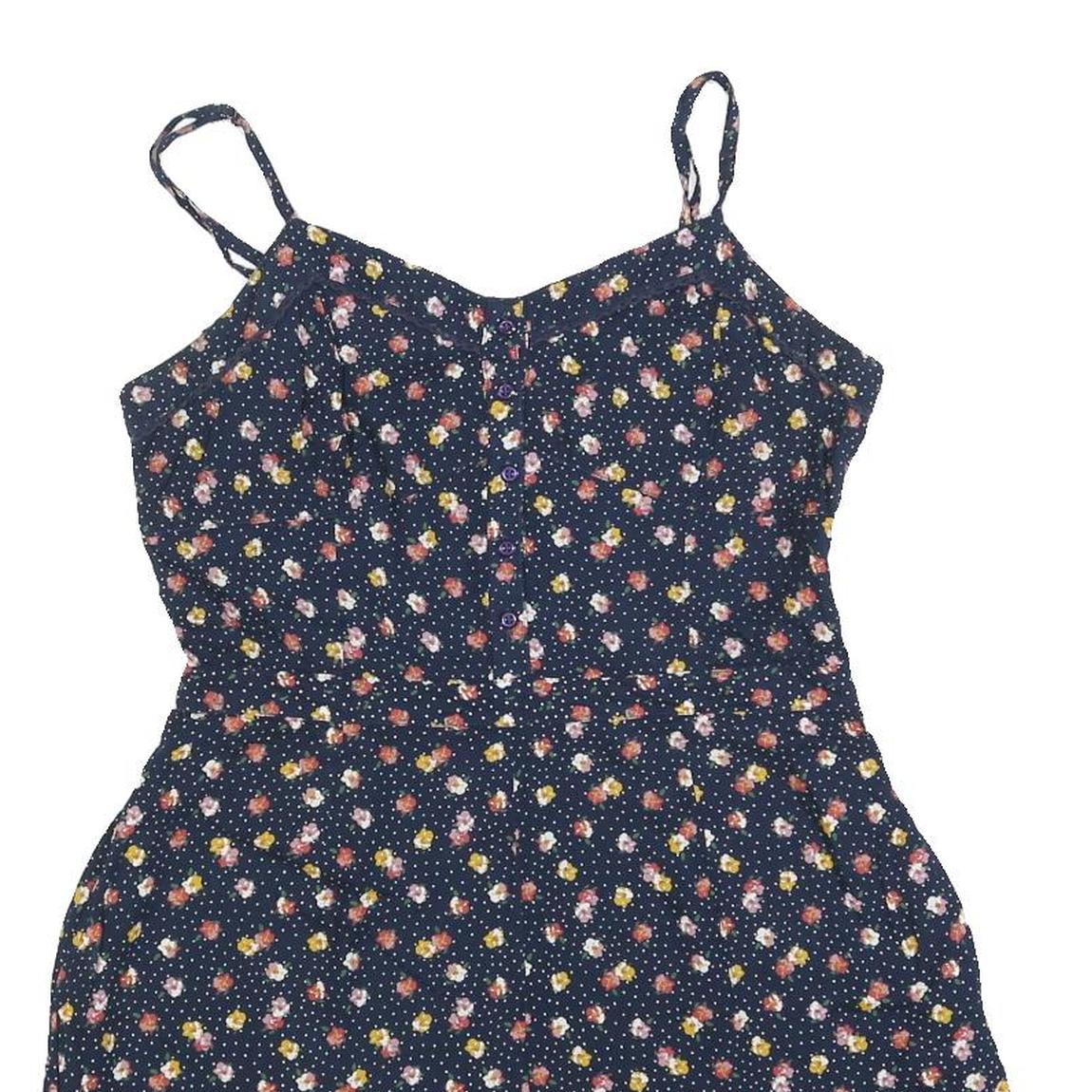 SUPERDRY Womens Navy Blue Floral Playsuit M Cotton Blend Summer Casual