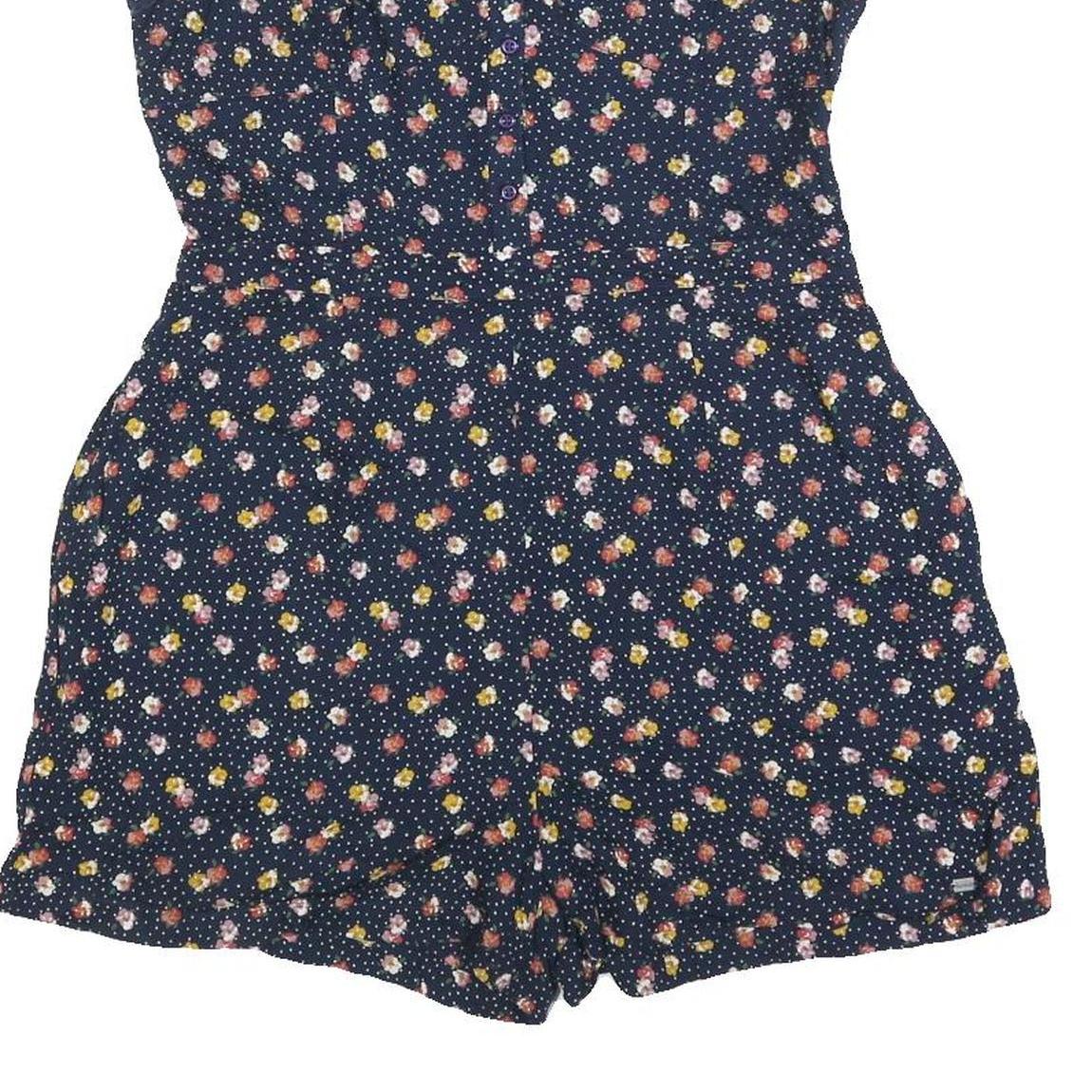 SUPERDRY Womens Navy Blue Floral Playsuit M Cotton Blend Summer Casual