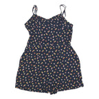SUPERDRY Womens Navy Blue Floral Playsuit M Cotton Blend Summer Casual