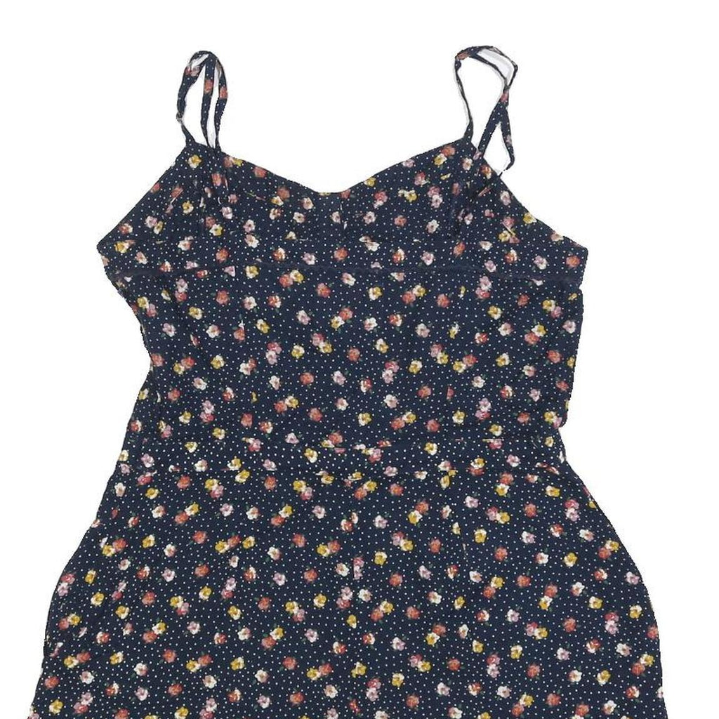 SUPERDRY Womens Navy Blue Floral Playsuit M Cotton Blend Summer Casual