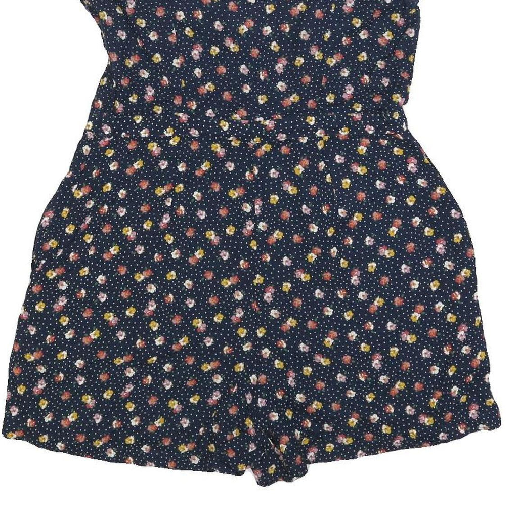 SUPERDRY Womens Navy Blue Floral Playsuit M Cotton Blend Summer Casual