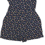 SUPERDRY Womens Navy Blue Floral Playsuit M Cotton Blend Summer Casual