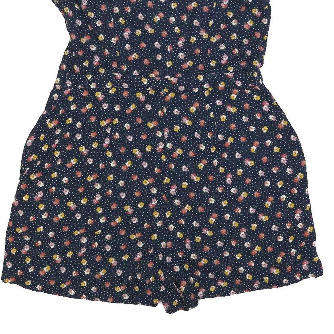 SUPERDRY Womens Navy Blue Floral Playsuit M Cotton Blend Summer Casual