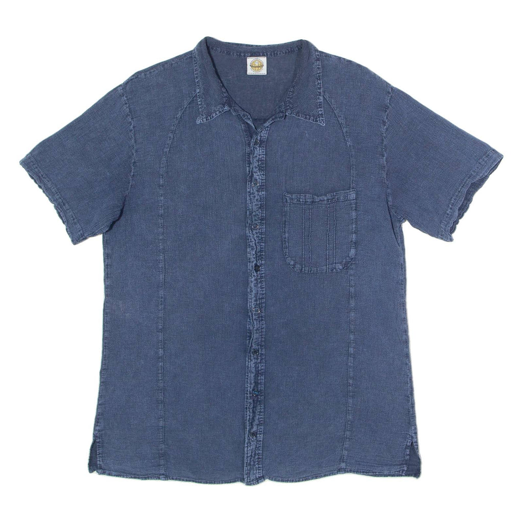 T3 Mens Plain Shirt Blue 90s L