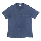 T3 Mens Plain Shirt Blue 90s L
