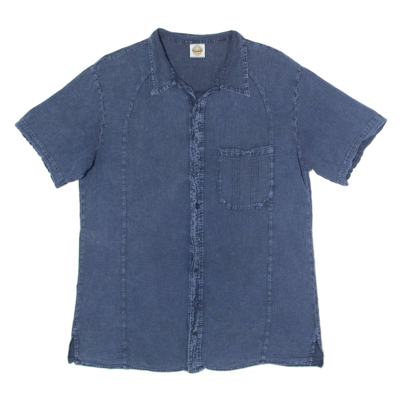 T3 Mens Plain Shirt Blue 90s L