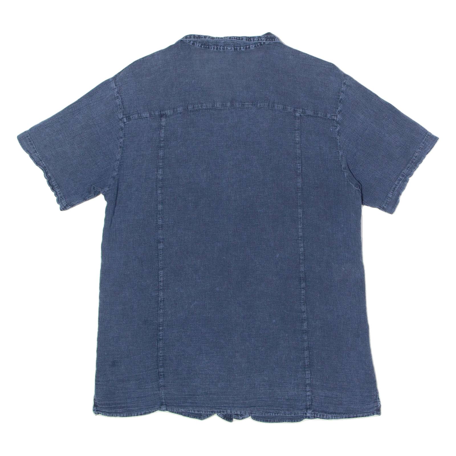 T3 Mens Plain Shirt Blue 90s L