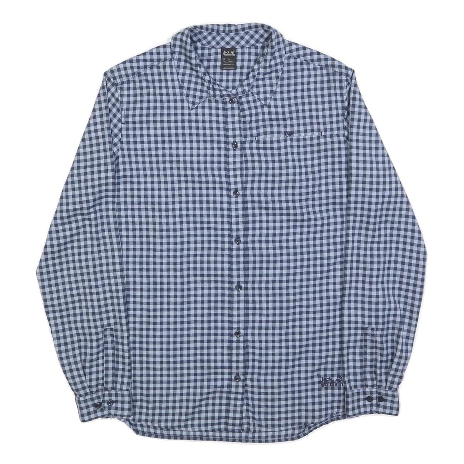 JACK WOLFSKIN Womens Blue & Navy Check Shirt S Outdoor Casual Button Front