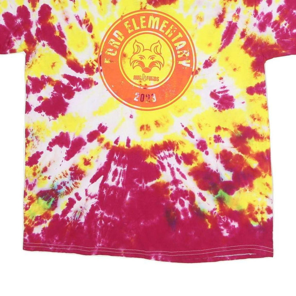 Mens Pink & Yellow Tie Dye T-Shirt M Short Sleeve Crew Neck Printed Graphic