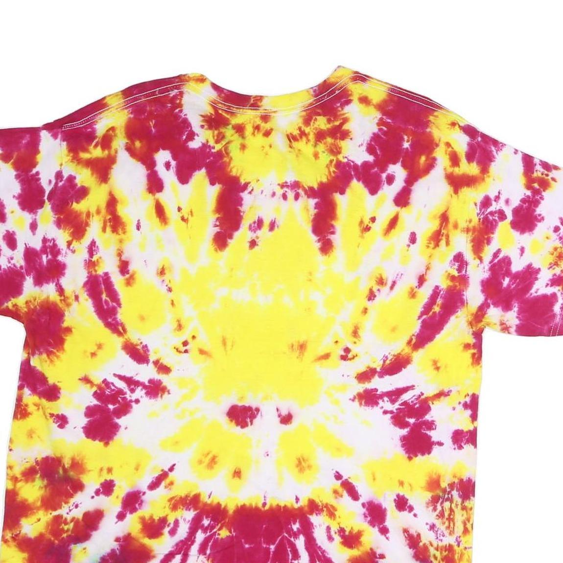 Mens Pink & Yellow Tie Dye T-Shirt M Short Sleeve Crew Neck Printed Graphic
