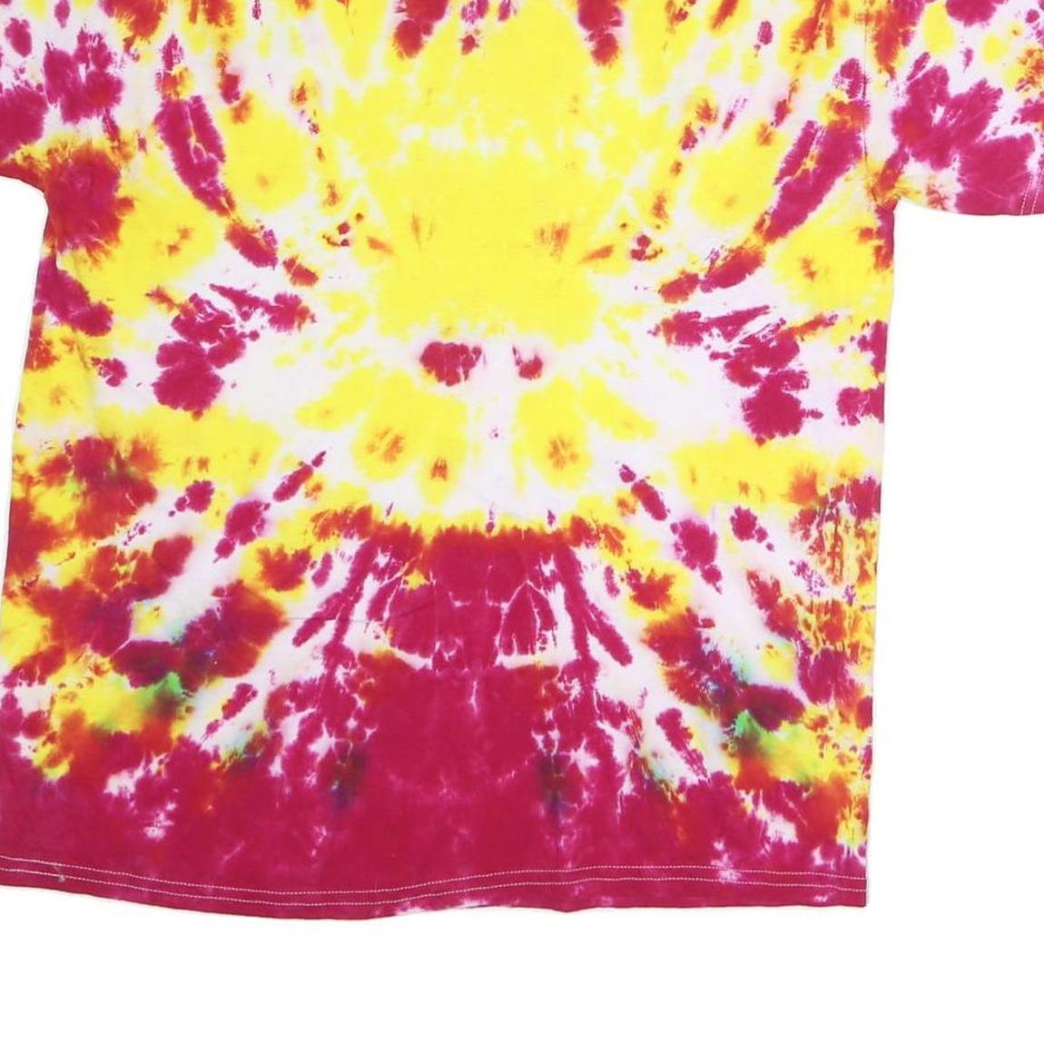 Mens Pink & Yellow Tie Dye T-Shirt M Short Sleeve Crew Neck Printed Graphic