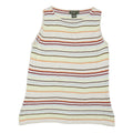 EDDIE BAUER Womens Cream Brown Striped Sleeveless Round Neck Top M Cotton Blend