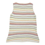 EDDIE BAUER Womens Cream Brown Striped Sleeveless Round Neck Top M Cotton Blend