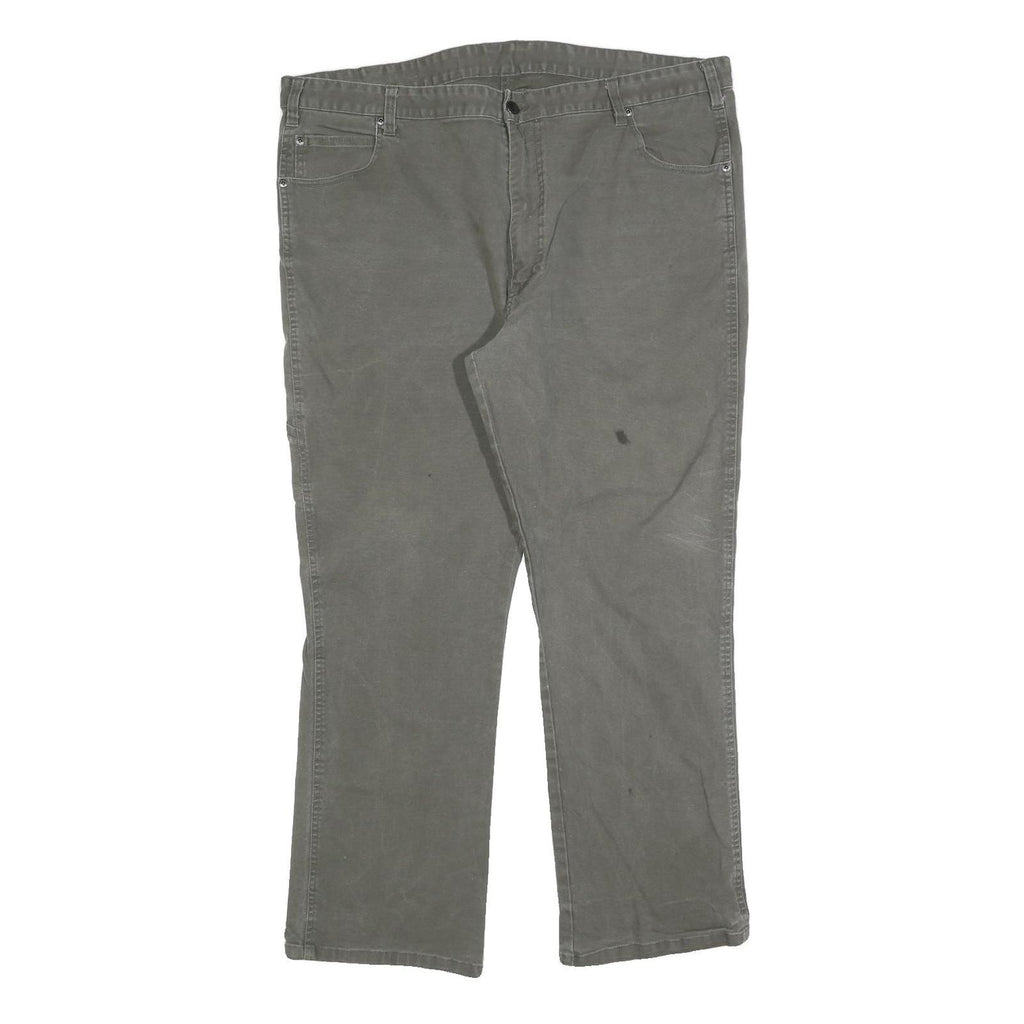 DICKIES Mens Cotton Blend Grey Regular Straight Trousers W42 L30 Workwear Zip