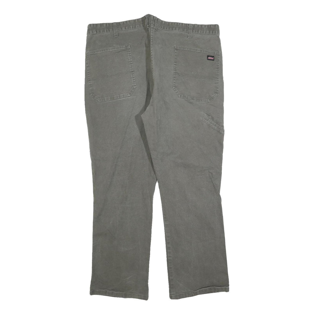 DICKIES Mens Cotton Blend Grey Regular Straight Trousers W42 L30 Workwear Zip
