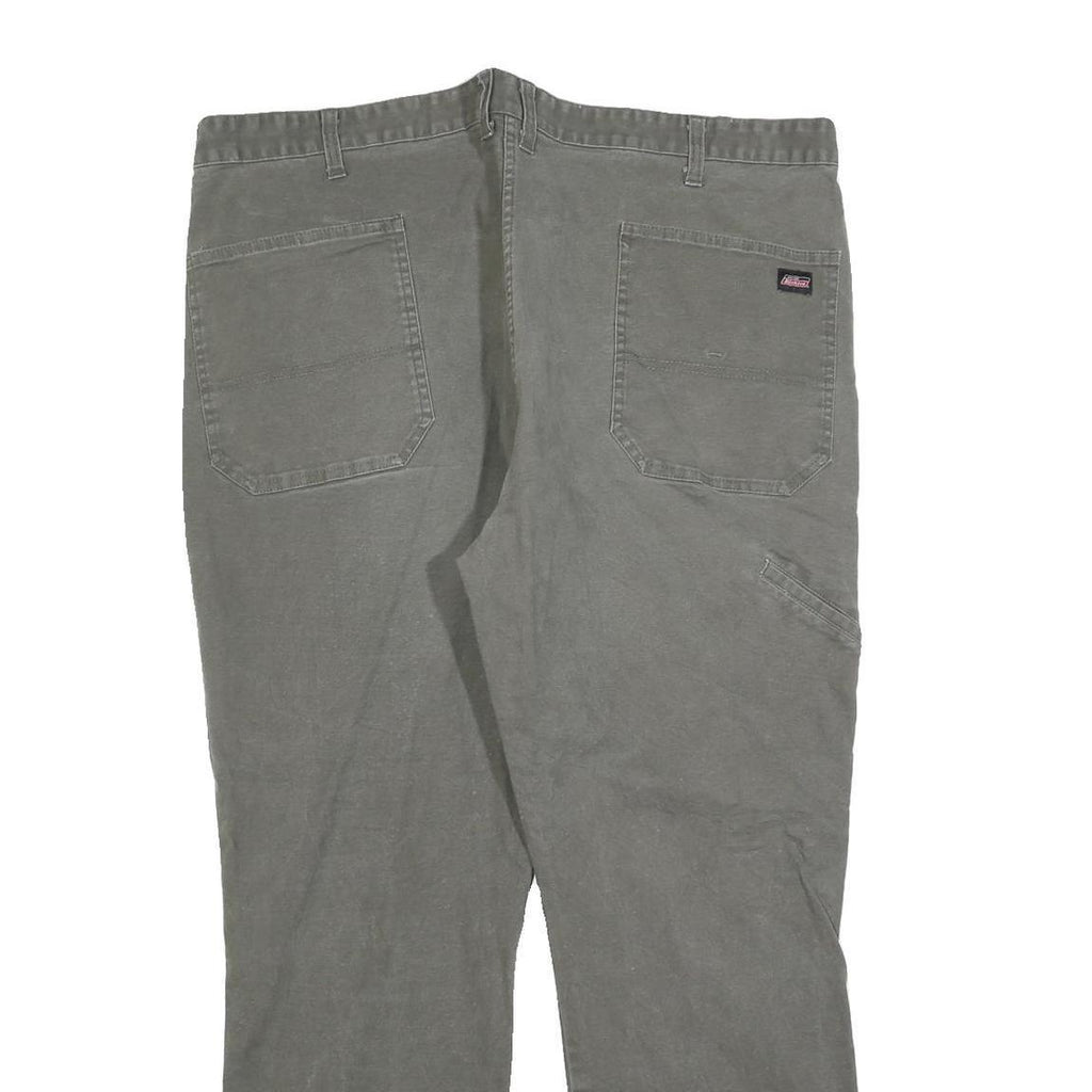 DICKIES Mens Cotton Blend Grey Regular Straight Trousers W42 L30 Workwear Zip