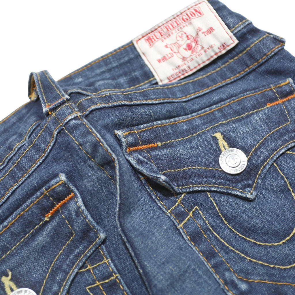TRUE RELIGION Womens Jeans Blue Slim Straight Denim Medium W24 L30 Classic Zip