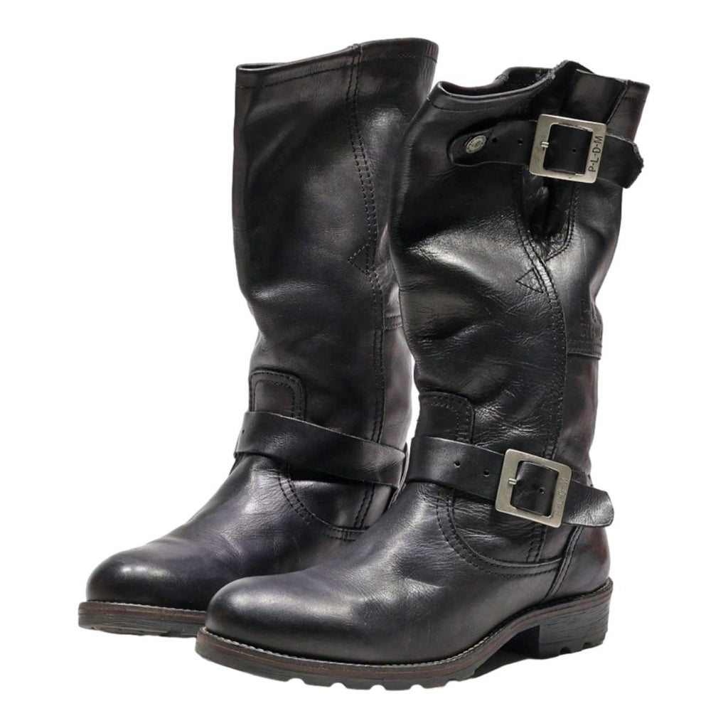 PALLADIUM Biker Boots Black Leather Womens UK 4