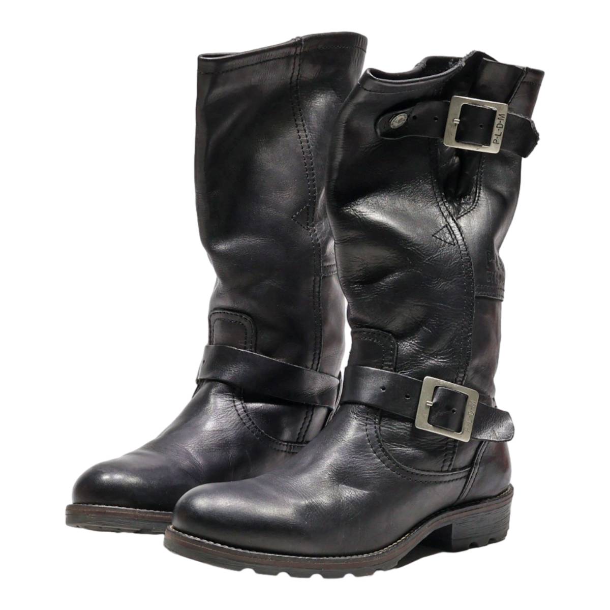 PALLADIUM Biker Boots Black Leather Womens UK 4