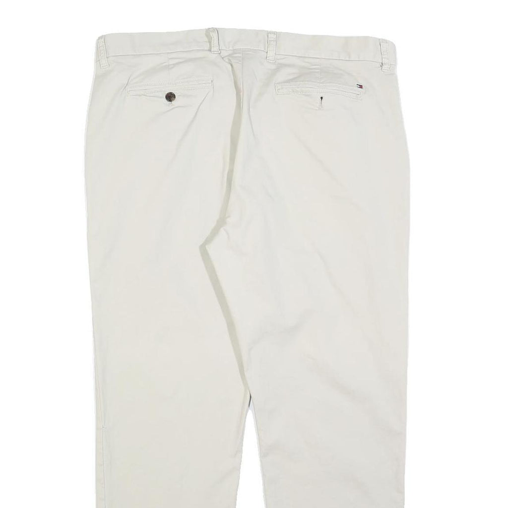 TOMMY HILFIGER Mens Cotton Blend White Regular Straight Trousers W36 L30 Casual