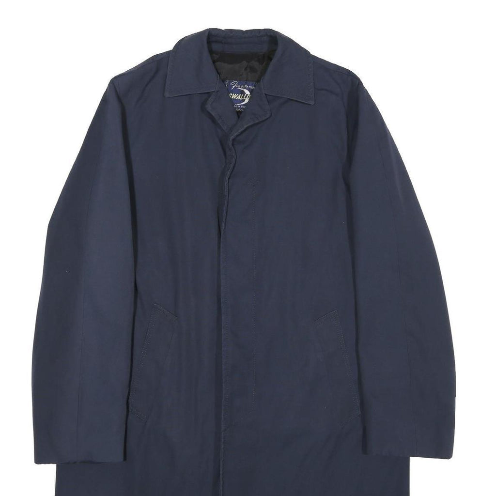 SWALLOW Mens Navy Blue Button Jacket M Polyester Blend Plain Classic Outerwear