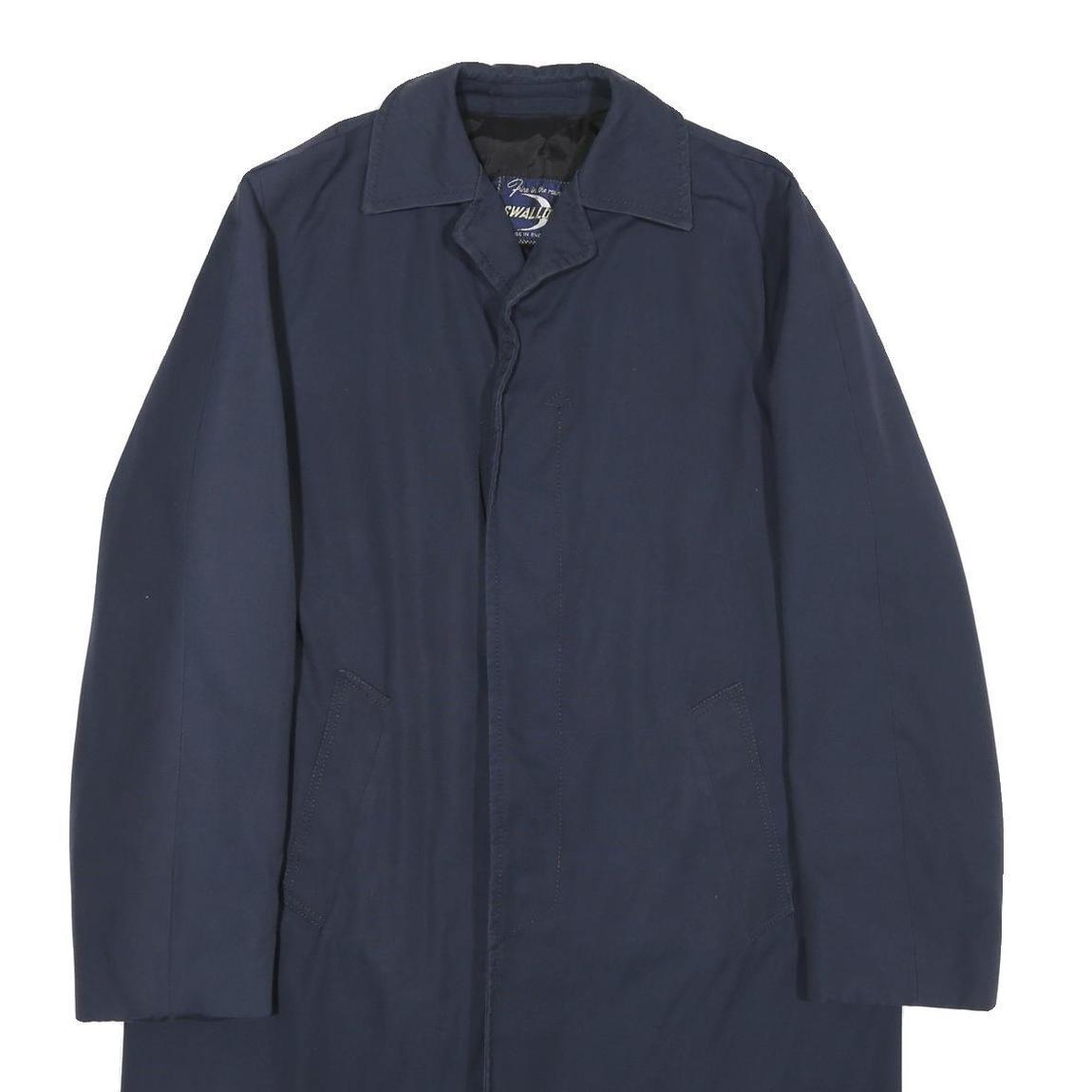 SWALLOW Mens Navy Blue Button Jacket M Polyester Blend Plain Classic Outerwear