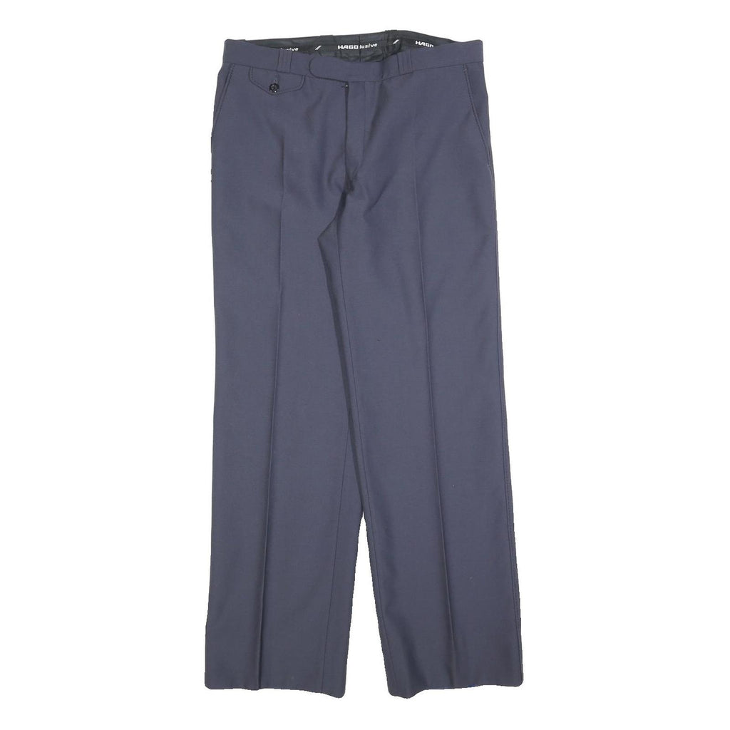 HAGO Womens Regular Fit Blue Trousers W30 L30 Zip Closure Classic Style