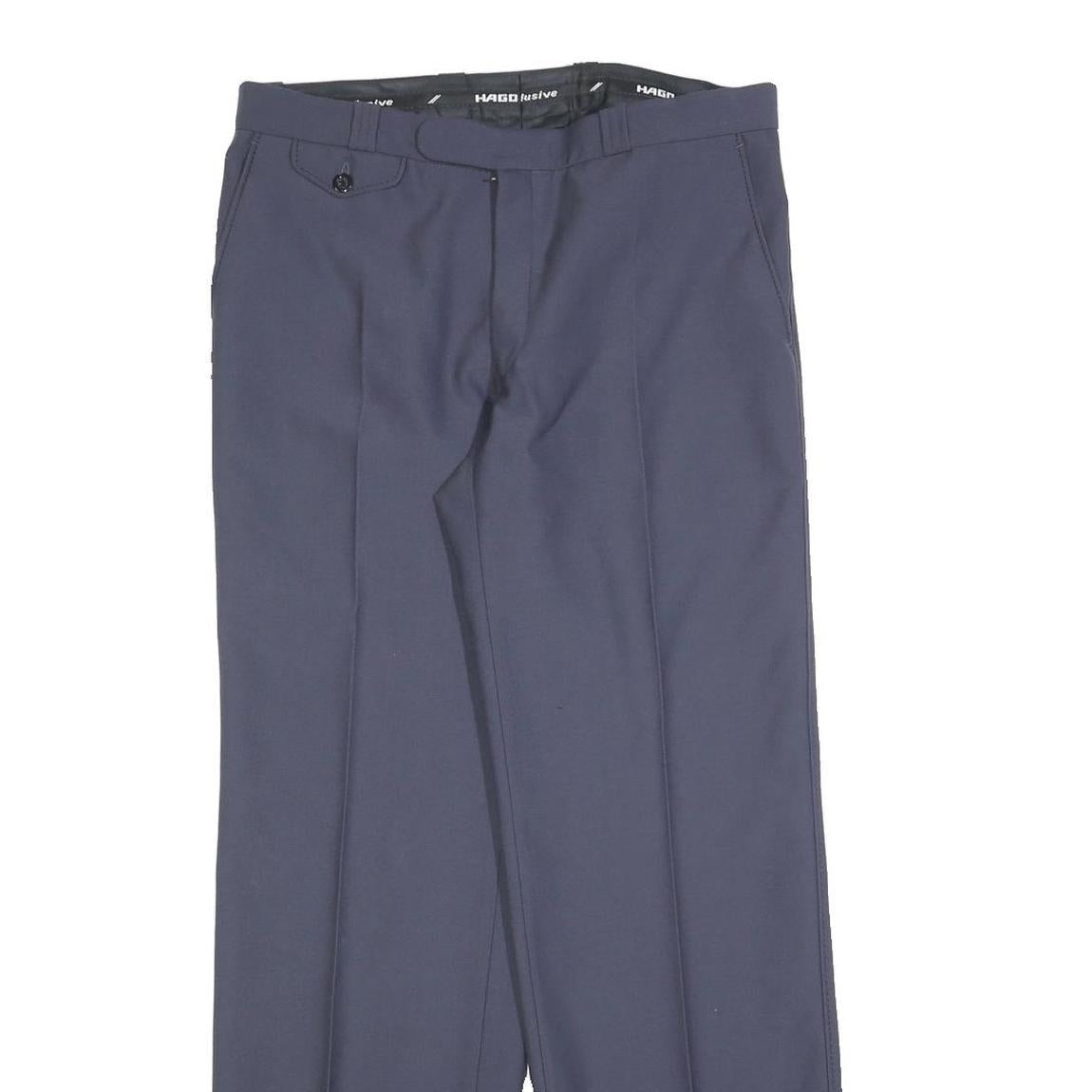 HAGO Womens Regular Fit Blue Trousers W30 L30 Zip Closure Classic Style